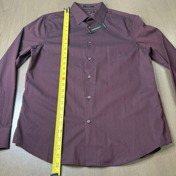 BANANA REPUBLIC Button Up Medium LS Burgundy Untucked Fit Cotton Non Iron NWT - Picture 5 of 10